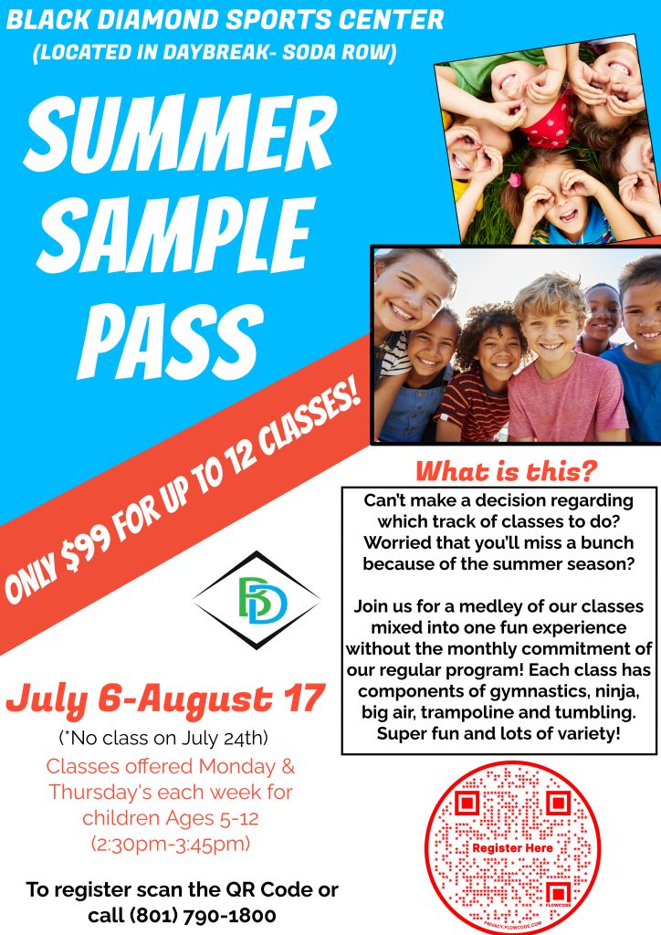 Summer Sample Class Pass (July 6th-August 17th) - Black Diamond Gymnastics  and Sports Center