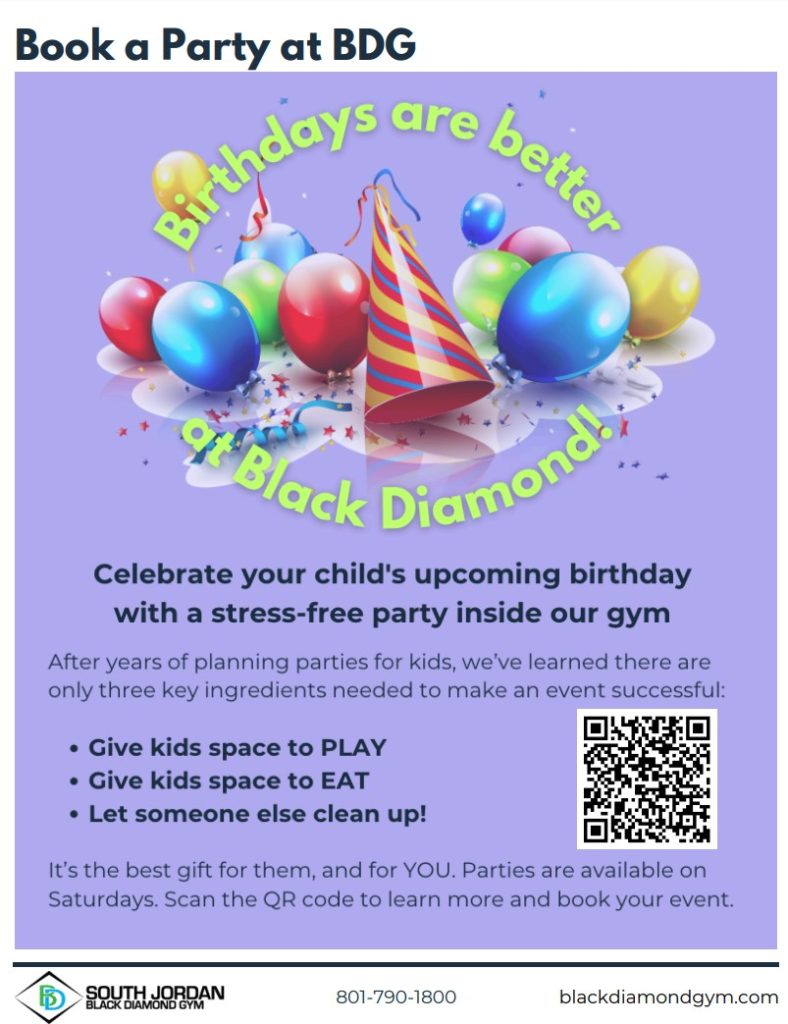 Book a party at Black Diamond Gym